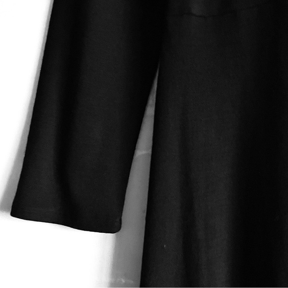 Eileen Fisher Vintage Wool Jersey A-line V-Neck Midi Dress in Black Size M EUC - Picture 10 of 11